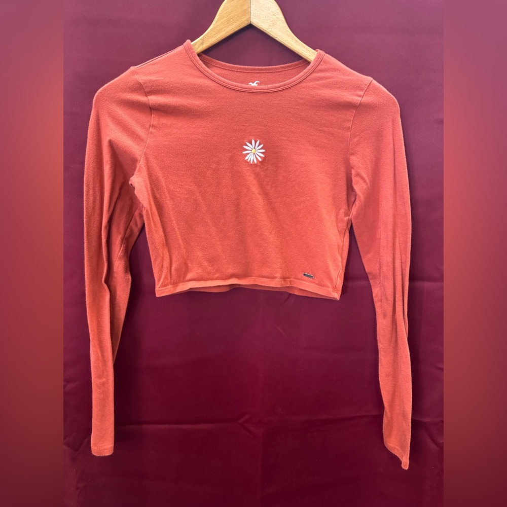 Hollister Long Sleeve Orange Baby Tee - Size Small
